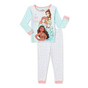 NEW Disney Princess Moana Ariel Belle Cinderella 2 Piece Set Snug Fit Pajama Pjs